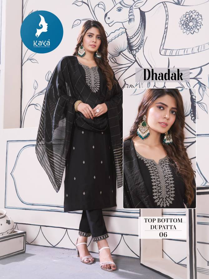 Dhadak By Kaya Roman Silk Straight Cut Kurti With Bottom Dupatta Wholesale Price In Surat